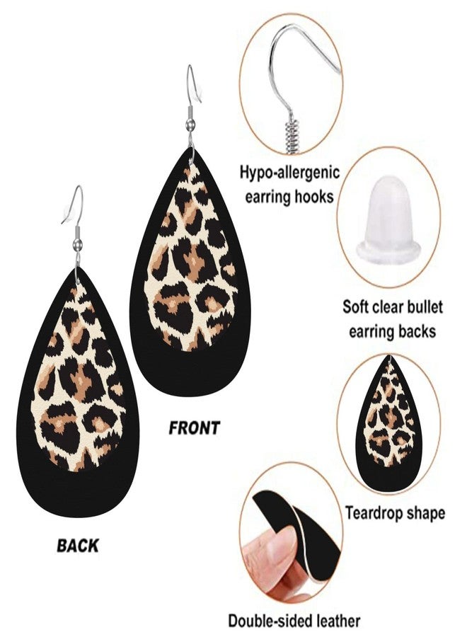 AIMASTZ Faux Leather Earrings Animal Leopard Teardrop Dangle Earrings For Women - Image 2